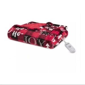 Electric Heated Plush Throw Buffalo Plaid Blanket Let It Snow Christmas